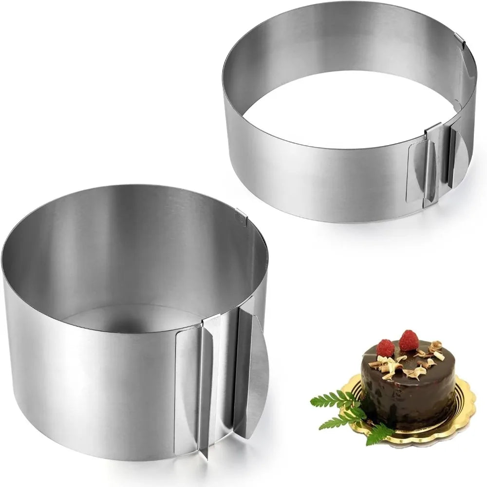Stampo per torta rotondo in acciaio inossidabile regolabile da 6 a 12 pollici di altezza 6-15 cm con anello da forno per stampo in scala precisa per la cottura di mousse