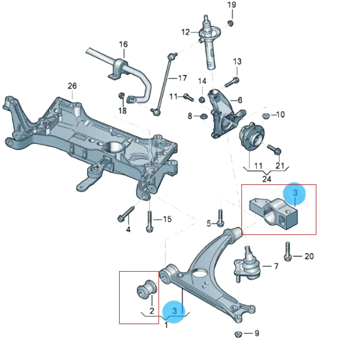 1K0199231G Manicotto in gomma solida migliorato Bracci di controllo anteriori Boccola Sospensione in gomma per Golf Touran Scirocco Caddy Jetta EOS