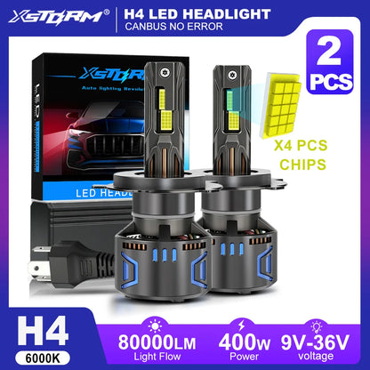 XSTORM H7 Lampadine LED per Fari H1 H4 H11 9005 9006 9012 Luci LED Canbus 80000LM 400W Fari Auto con Ventola Turbo 6000K