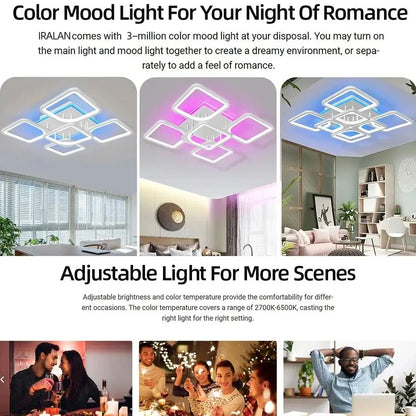 Lampade da soffitto moderne, a sospensione, con tecnologia LED e controllo remoto tramite app, adatte per illuminare camere da letto, cucine, soggiorni e altri ambienti.