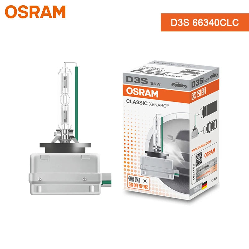 Lampadina OSRAM Xenon Originale D1S D2S D3S D4S 12V 35W per Fari Auto CLASSIC CLC HID 4200K Bianco Standard Germania 1x