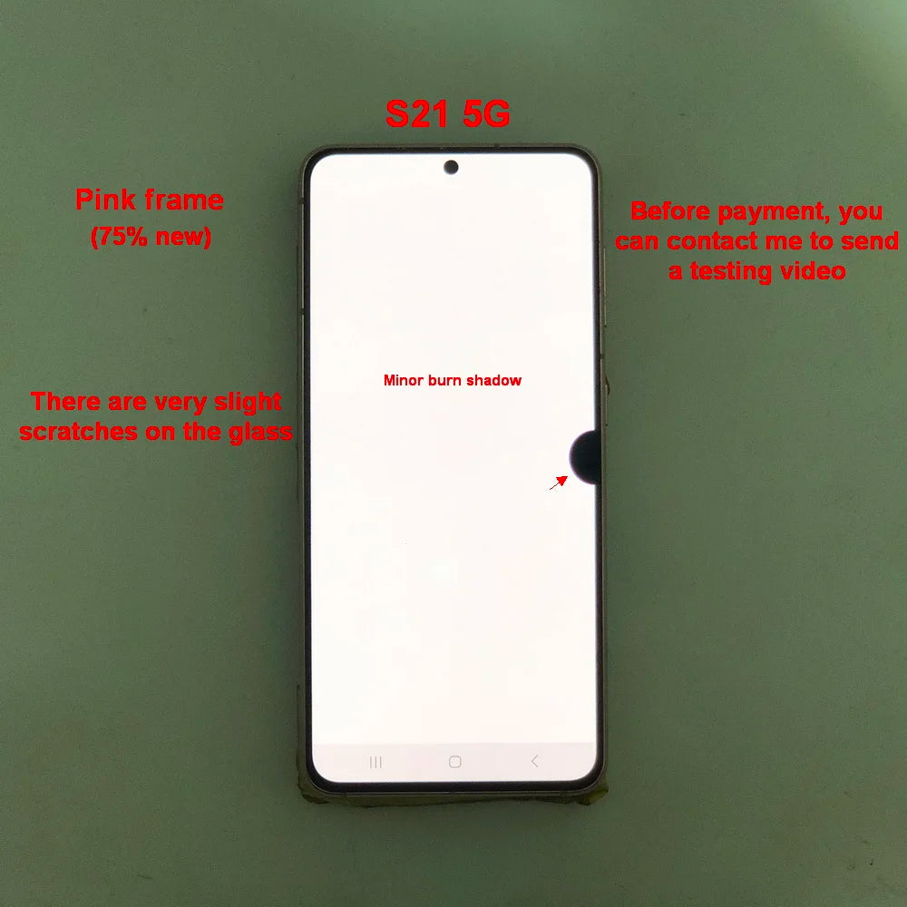 Display LCD Super AMOLED per Samsung S21 5G G990F G991F G991U G991B/DS, Schermo Touch Digitizer 6.2'' con Difetti, Ricambio Schermo