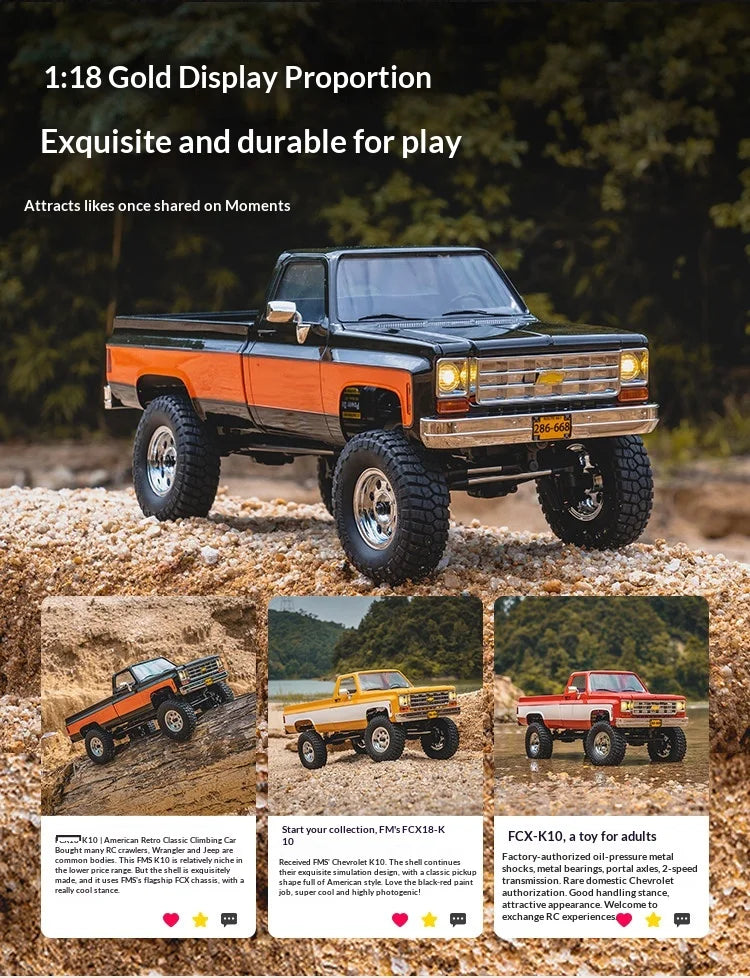 Modellino RC 1:18 di Pickup Truck Fms Fcx Chevrolet K10, Veicolo Elettrico Simulato per Fuoristrada, Giocattolo per Bambini, Regalo Disponibile