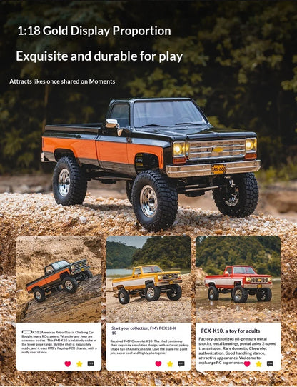 Modellino RC 1:18 di Pickup Truck Fms Fcx Chevrolet K10, Veicolo Elettrico Simulato per Fuoristrada, Giocattolo per Bambini, Regalo Disponibile