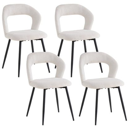 EGOONM Set di 4 Sedie da Pranzo Moderne con Schienale Cavo, Sedie Laterali Imbottite in Tessuto, Gambe in Metallo Nero, Sedie d'Accento per Cucina e Caffè