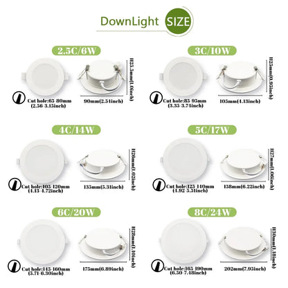 Faretto da incasso a LED da 2 pezzi AC120V 220V Faretto da incasso a soffitto rotondo 6000K Camera da letto interna per illuminazione domestica Lampada spot a LED