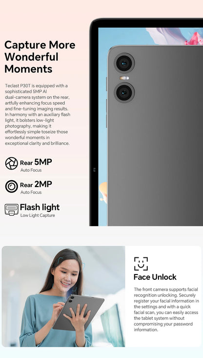 Teclast P30T Set Tablet Android 10.1" con CPU Unisoc 8-core Gemini AI, 16GB RAM (3GB+13GB Espandibili), 128GB ROM, Batteria 6000mAh, Tastiera/Custodia/Mouse/Stilo/Auricolari/Supporto