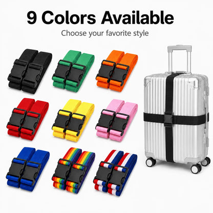 2 Pezzi Cinghie per Valigie a Forma Dritta, Cintura per Bagagli in Poliestere con Fibbia Regolabile, Accessorio da Viaggio Unisex
