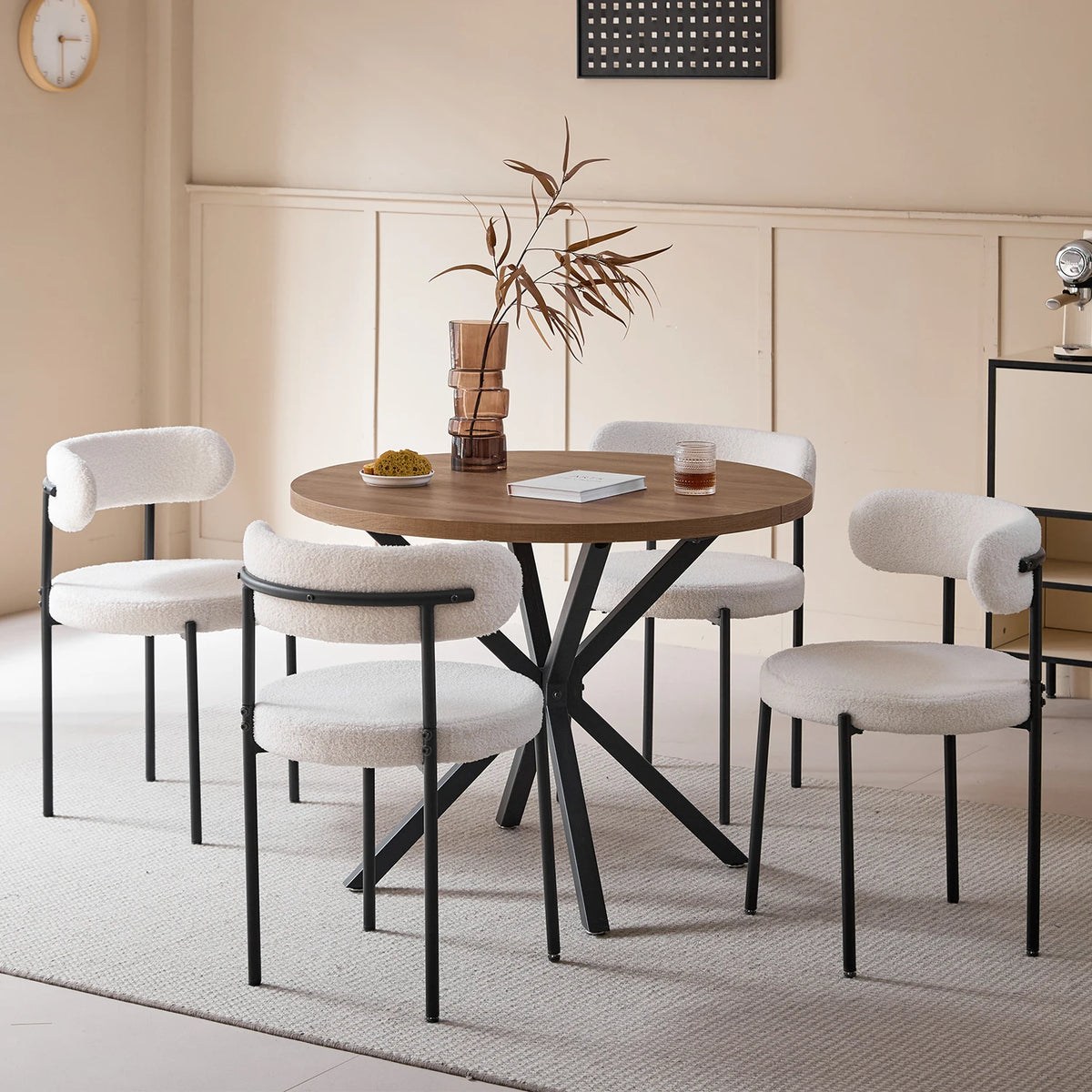 EGOONM Set di 2/4/6 Sedie da Pranzo in Stile Nordico, Sedie Imbottite in Velluto Teddy per Cucina e Sala da Pranzo