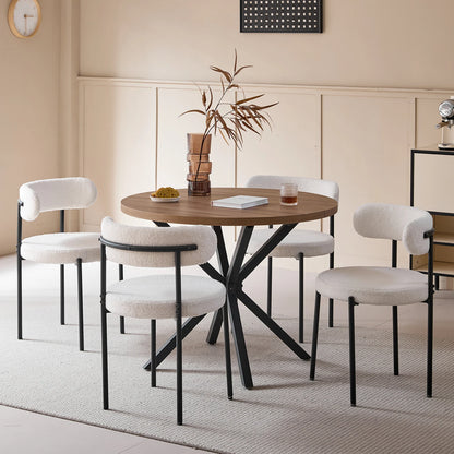 EGOONM Set di 2/4/6 Sedie da Pranzo in Stile Nordico, Sedie Imbottite in Velluto Teddy per Cucina e Sala da Pranzo