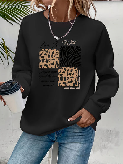 Maglione da donna, ideale per l’autunno e l’inverno, dal taglio ampio e confortevole, con stampa a motivi felini, scollo rotondo e maniche lunghe.
