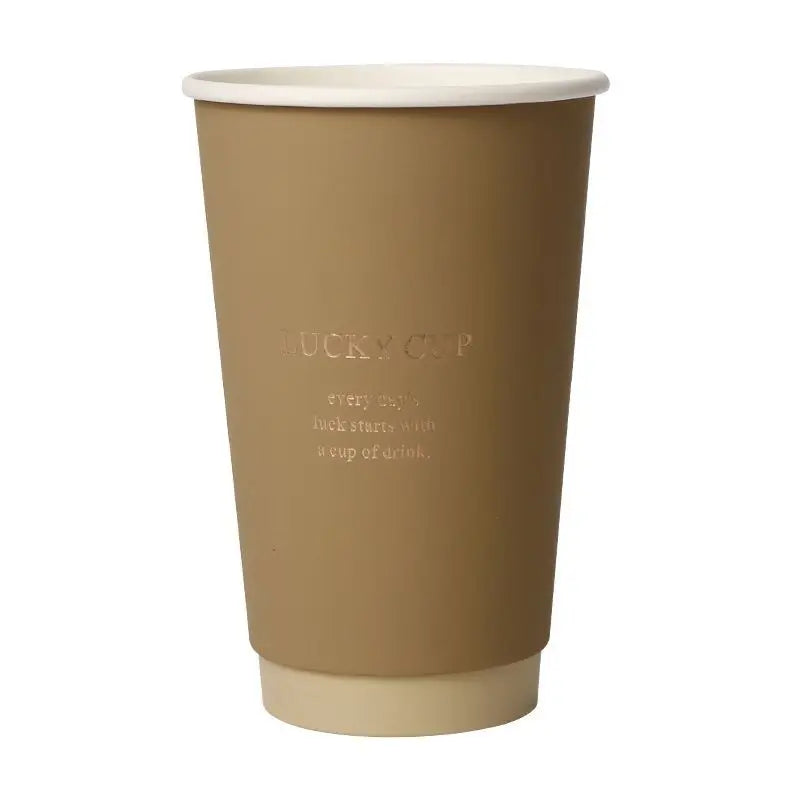 50 pz 330/400/500 ml Bicchieri di carta usa e getta Marrone Stampa a caldo Tazza di tè al latte con coperchio Boccale di caffè per bevande calde e fredde a doppio strato