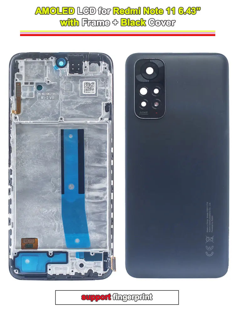Display LCD da 6,43 pollici per Redmi Note 11 4G, ricambio digitalizzatore touchscreen per 2201117TY 2201117TG, schermo LCD con cornice