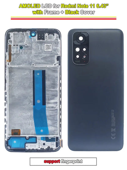 Display LCD da 6,43 pollici per Redmi Note 11 4G, ricambio digitalizzatore touchscreen per 2201117TY 2201117TG, schermo LCD con cornice