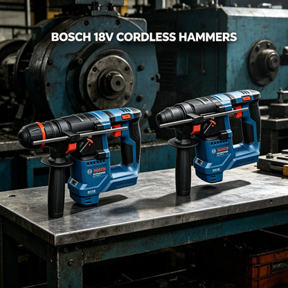 Trapani Bosch GBH 18V-18 / GBH18V-18X, pronti per l'uso in cantiere, con impugnatura ausiliaria ergonomica per un utilizzo controllato e senza fatica