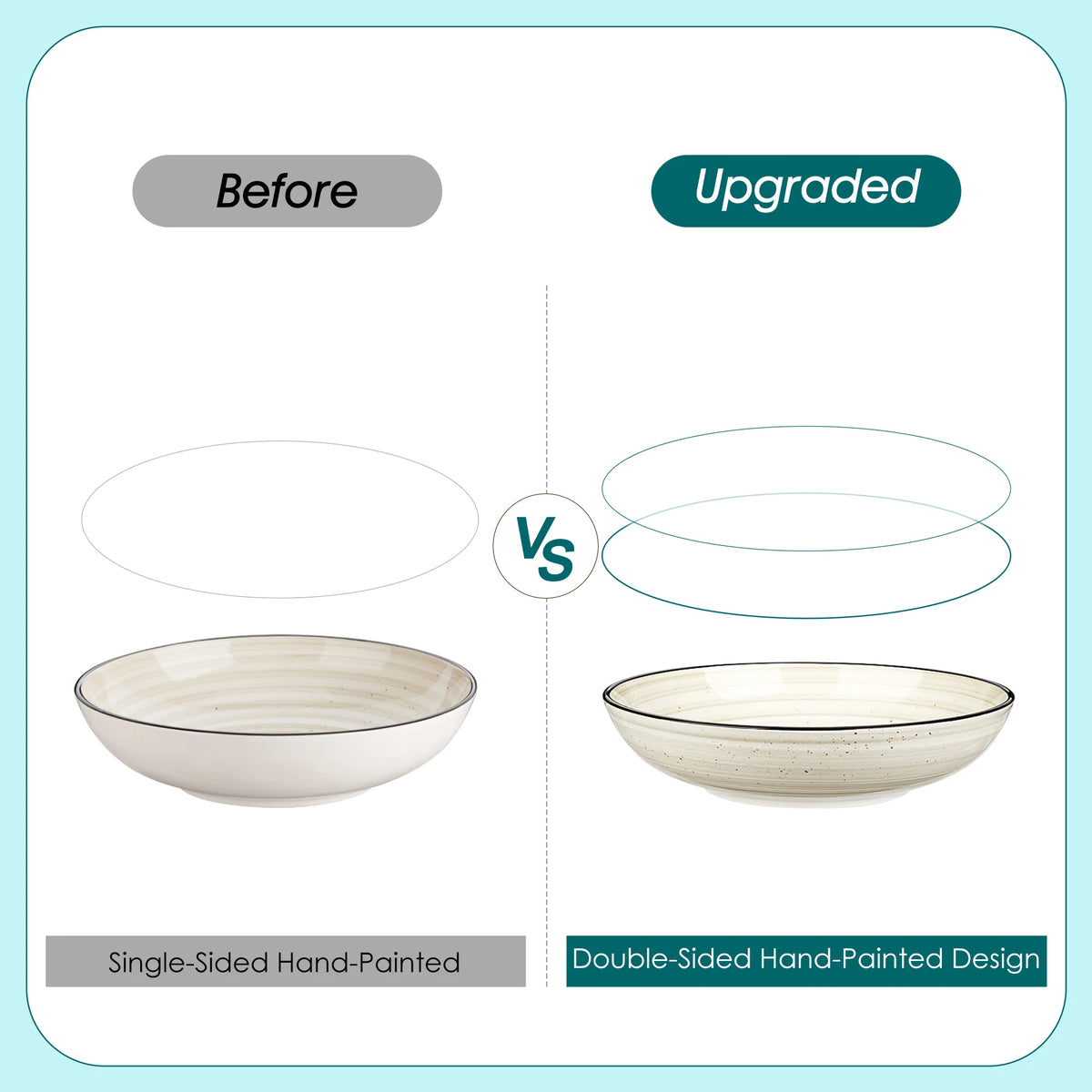 vancasso 24/48 pezzi piatti Beige set da pranzo set di stoviglie in ceramica spirale dipinta a mano con 6 piatti per la cena/Dessert/zuppa/ciotola