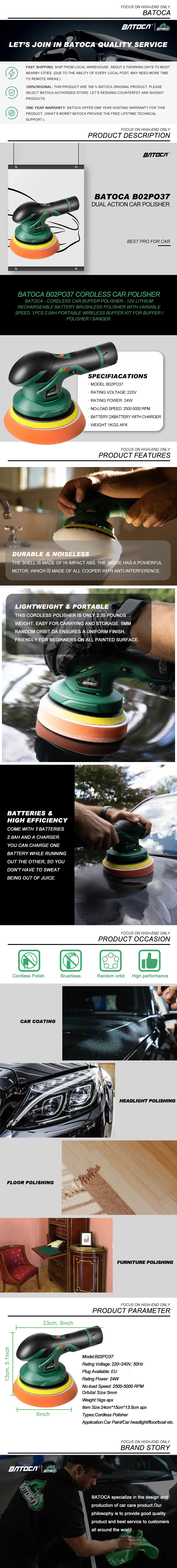BATOCA Cordless 12V lucidatrice per auto a doppia azione lucidatrice per auto senza fili macchine per lucidatura elettrica regolazione utensili elettrici