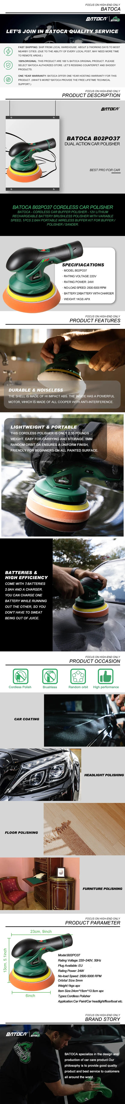 BATOCA Cordless 12V lucidatrice per auto a doppia azione lucidatrice per auto senza fili macchine per lucidatura elettrica regolazione utensili elettrici