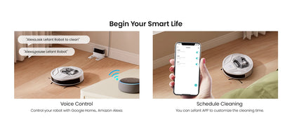 Robot Aspirapolvere Lefant M320 con Funzione Lavapavimenti, Potente Aspirazione 6000Pa, Contenitore Polvere Visibile, Rilevamento Tappeti, Controllo Vocale Alexa