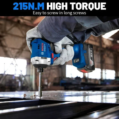 BOSCH GDR 18V-215 Trapano Avvitatore a Impatto Cordless Professionale 215 Nm Brushless con Attacco Esagonale Interno da 1/4" Utensili Elettrici GDR18V-215