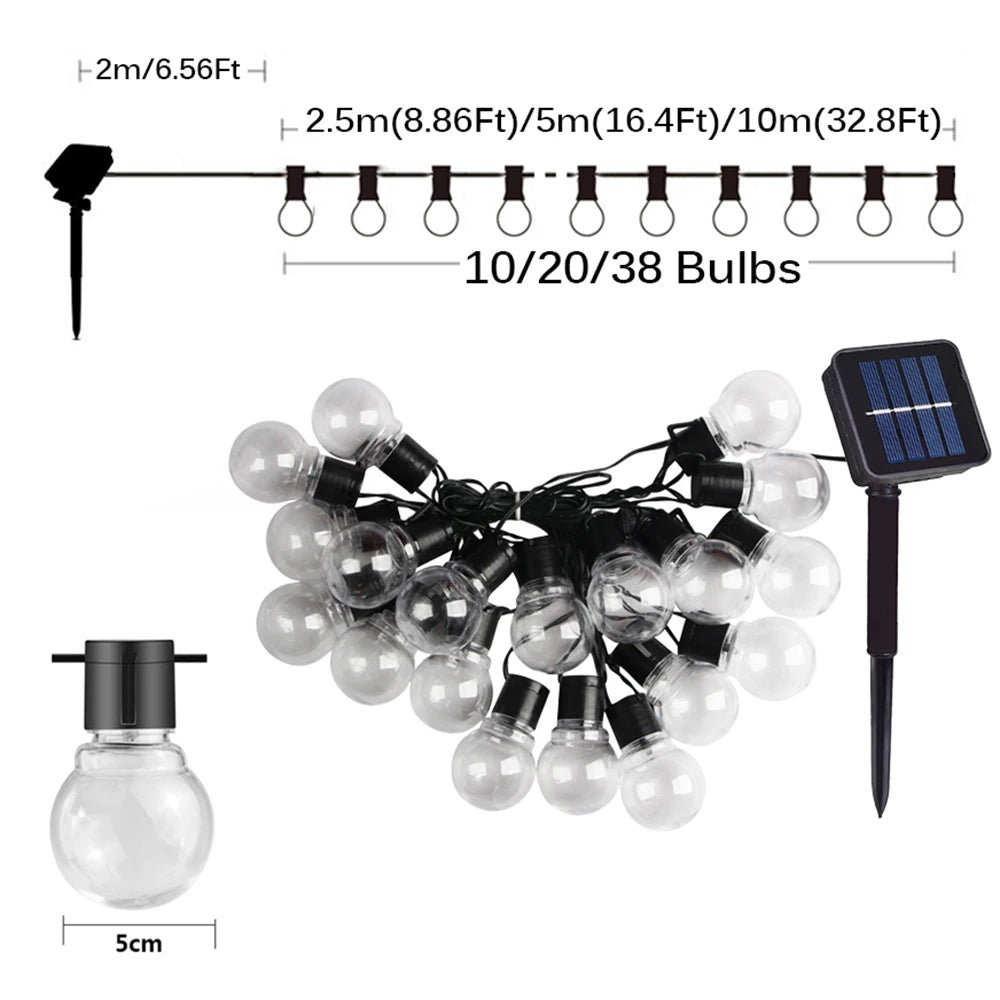 Stringa di luce esterna solare LED festone lucine ghirlanda stradale per Natale giardino campeggio terrazza lampada decorazione festa