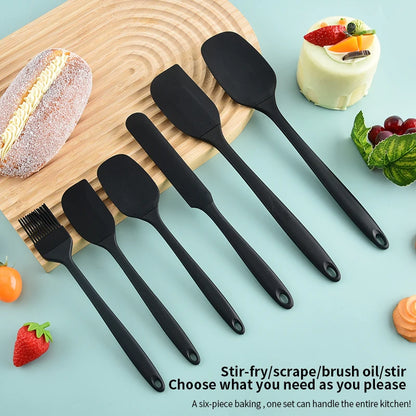Set di utensili da cucina in silicone da 6 pezzi, spatola per crema, spatola, pennello per olio, set di raschietti di varie misure, strumento per la cottura, non integrato