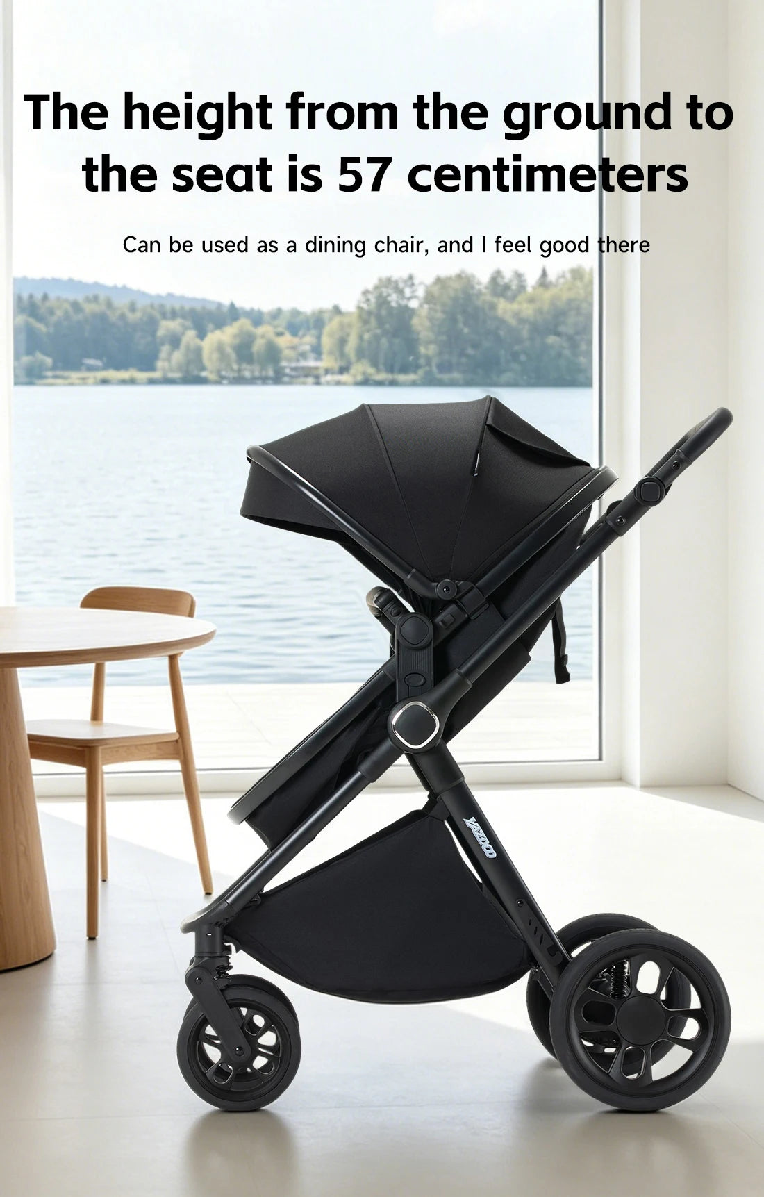 Passeggino 3-in-1 Pieghevole per Neonati con Seggiolino Auto e Culla, Telaio in Alluminio Leggero, Passeggino Estivo Traspirante per Panorami