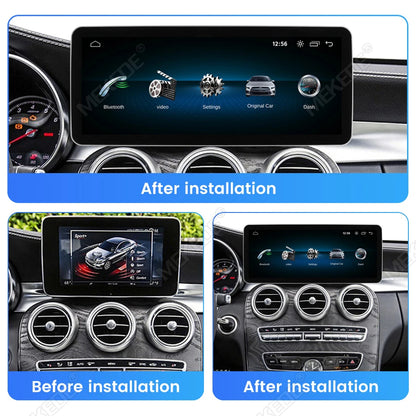 Mekede, schermo da 12,3 pollici, risoluzione 2K, sistema di navigazione GPS con CarPlay e Android Auto, autoradio multimediale con sistema operativo Linux per Mercedes Benz C W205, GLC X253, Classe V W447, lettore video 4K.