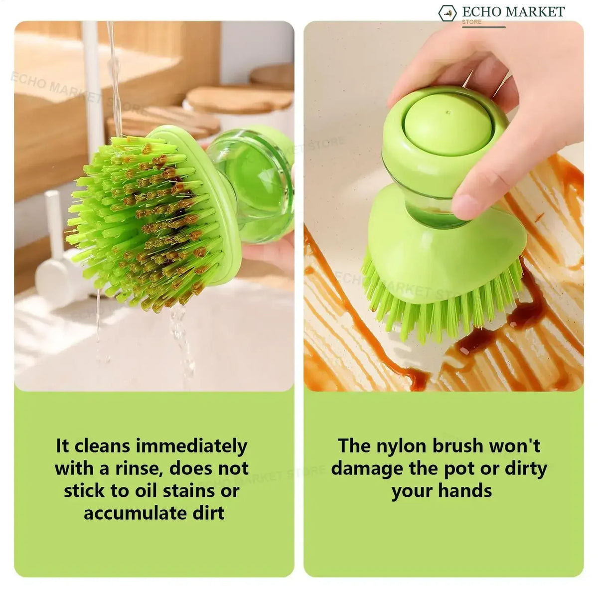 Spazzola per piatti con erogatore di sapone 2 in 1, dotata di spazzola integrata per la pulizia di pentole, padelle e lavelli, fornita con supporto da parete, strumento per la pulizia della cucina.