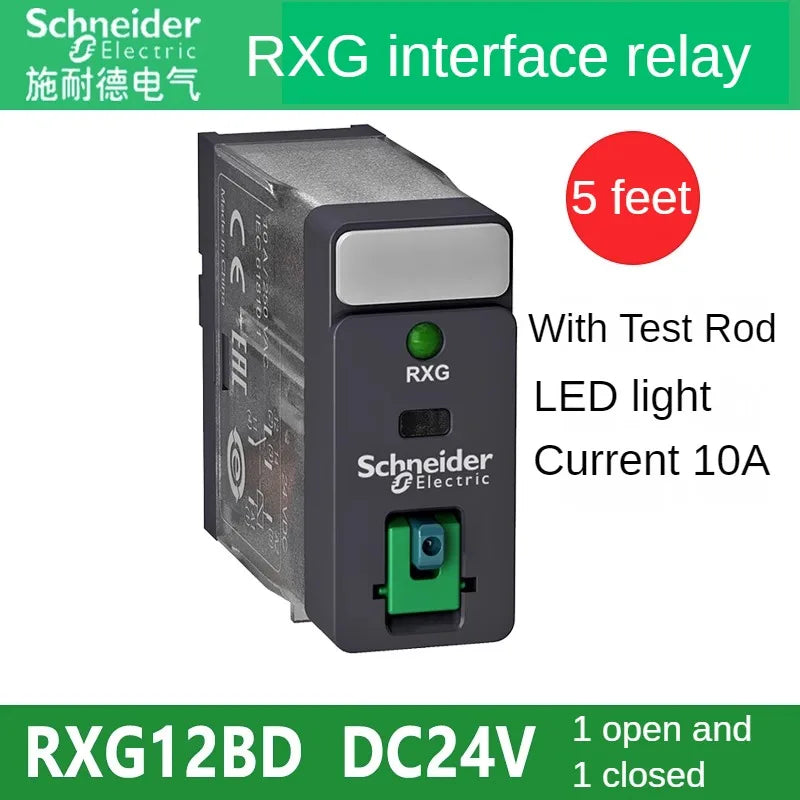Relè interfaccia Schneider Relè Rxg22bd Rxg23bd Rxg12bd con pulsante di prova Relè Rxg24vdc Base da 8 piedi