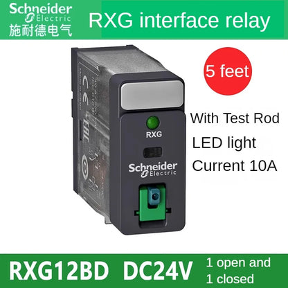Relè interfaccia Schneider Relè Rxg22bd Rxg23bd Rxg12bd con pulsante di prova Relè Rxg24vdc Base da 8 piedi