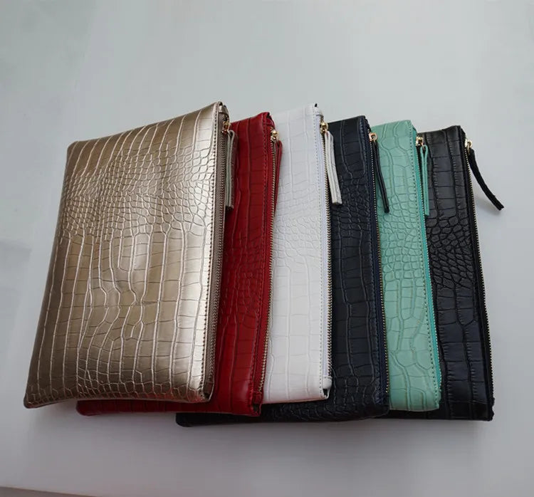 Borsa Clutch da Donna in Pelle PU Effetto Coccodrillo, Pochette da Sera a Busta, Nuova Collezione 2026, Borsa a Mano Femminile, Pochette da Donna