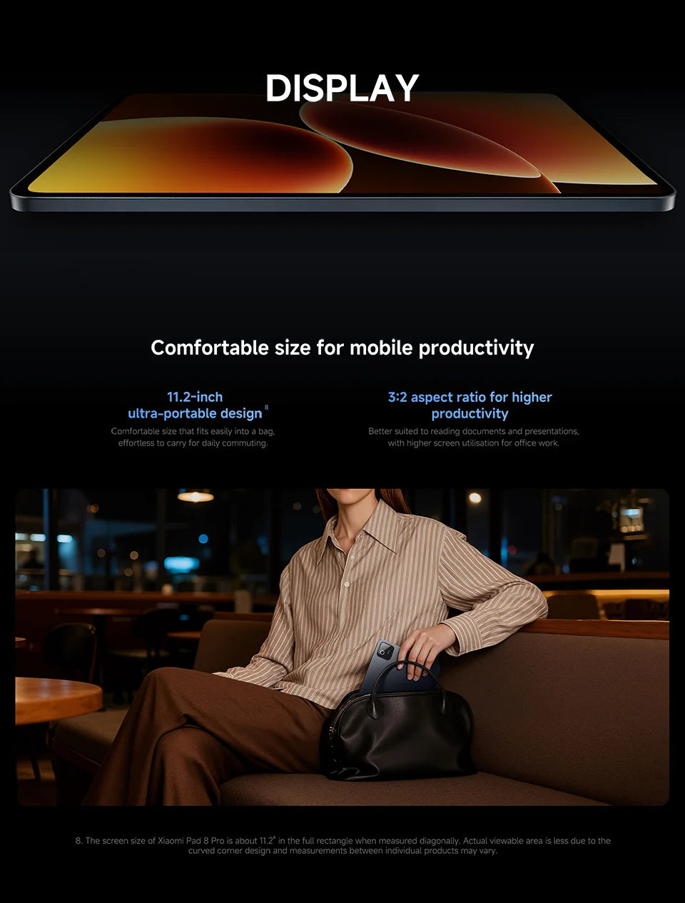 Xiaomi Pad 8 Pro Versione Globale, Tablet con display da 11.2 pollici 3.2K 144Hz, processore Snapdragon 8-core ® Mi Pad 8 Elite con fotocamera posteriore da 50MP e batteria da 9200mAh