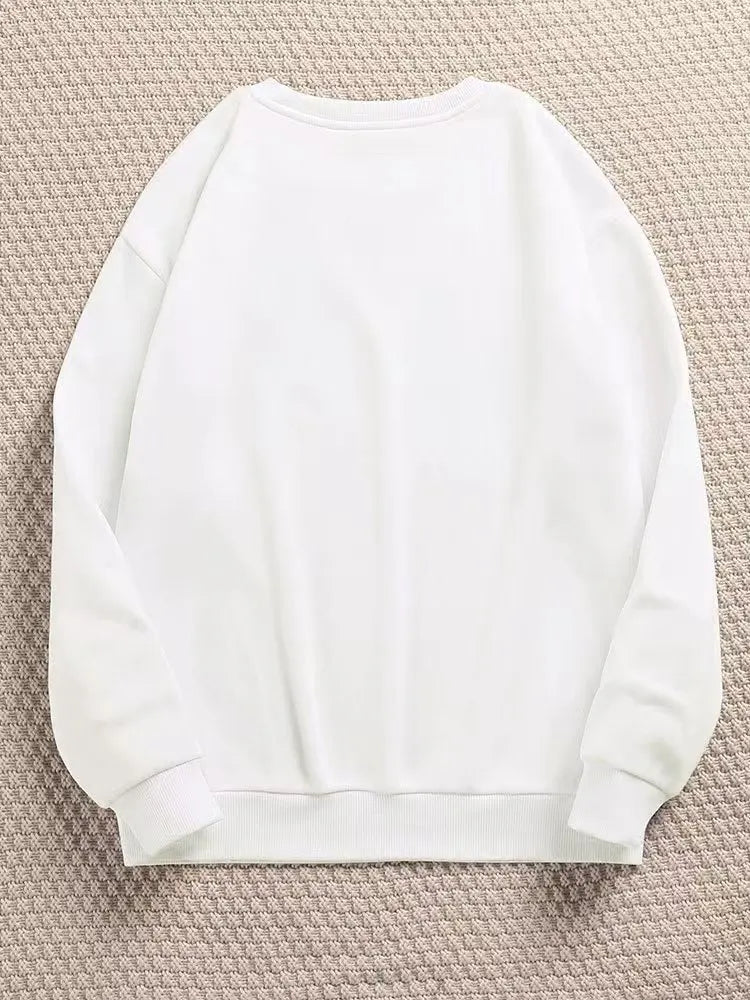 Felpa girocollo da donna tinta unita, vestibilità ampia, a maniche lunghe, casual, morbida, basic, senza cappuccio, per tutti i giorni, streetwear, top semplice