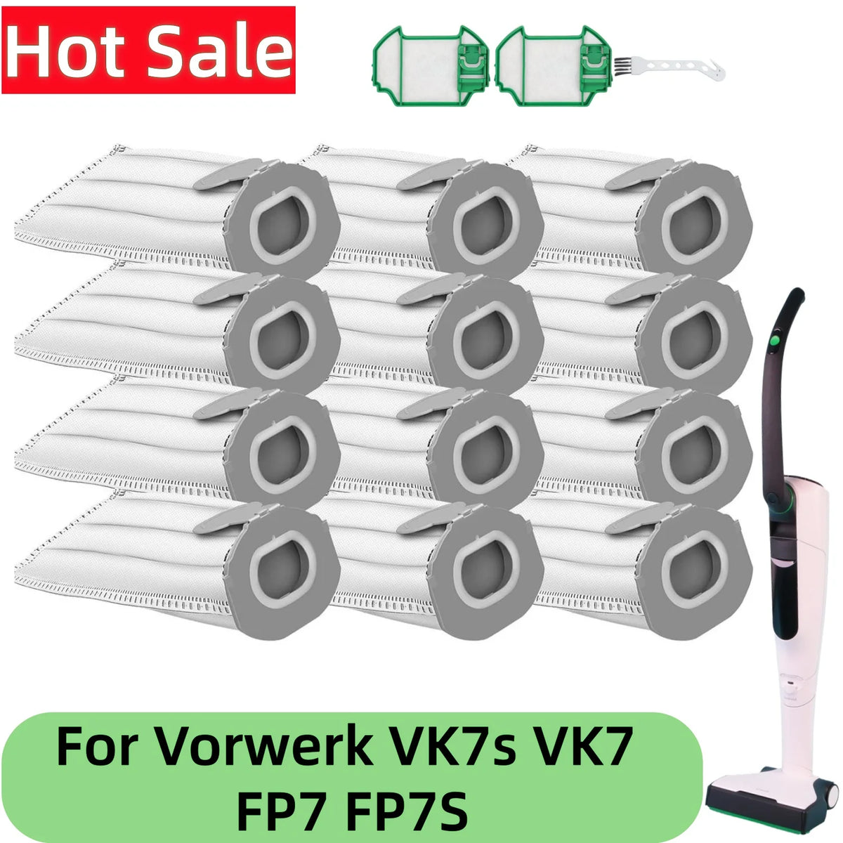 Sacchetti per aspirapolvere per Vorwerk Kobold VK7S VK7 FP7S FP7, sacchetti filtro per aspirapolvere a batteria Vorwerk VK7 FP7