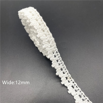 10mm-50mm 2 metri di nastro di pizzo di cotone 100% bianco per abbigliamento tessuto da cucito rifiniture in cotone all'uncinetto nastro di pizzo accessori fatti a mano
