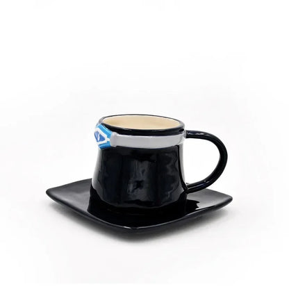 Tazza da caffè e piattino del fumetto Tazze d'acqua a forma di cappello creativo Cosplay Anime Chopper Ace Sabo Tazza in ceramica Piatto da dessert Regali