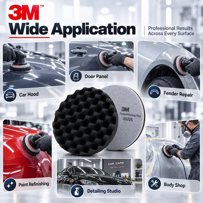 3M 05725 Tampone Lucidante in Schiuma Fine a Nido d'Ape per Rimozione di Graffi, Lucidatura ad Alta Lucentezza per Dettagli di Vernice Automobilistica 8 pollici 2 pezzi