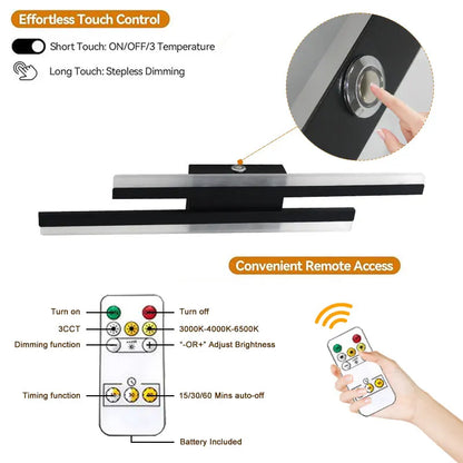 Lampade da Parete a Batteria da 5200mAh, Senza Fili, Ricaricabili, LED per Quadri, Interruttore Touch, Dimmerabili, 3CCT, USB, Telecomando