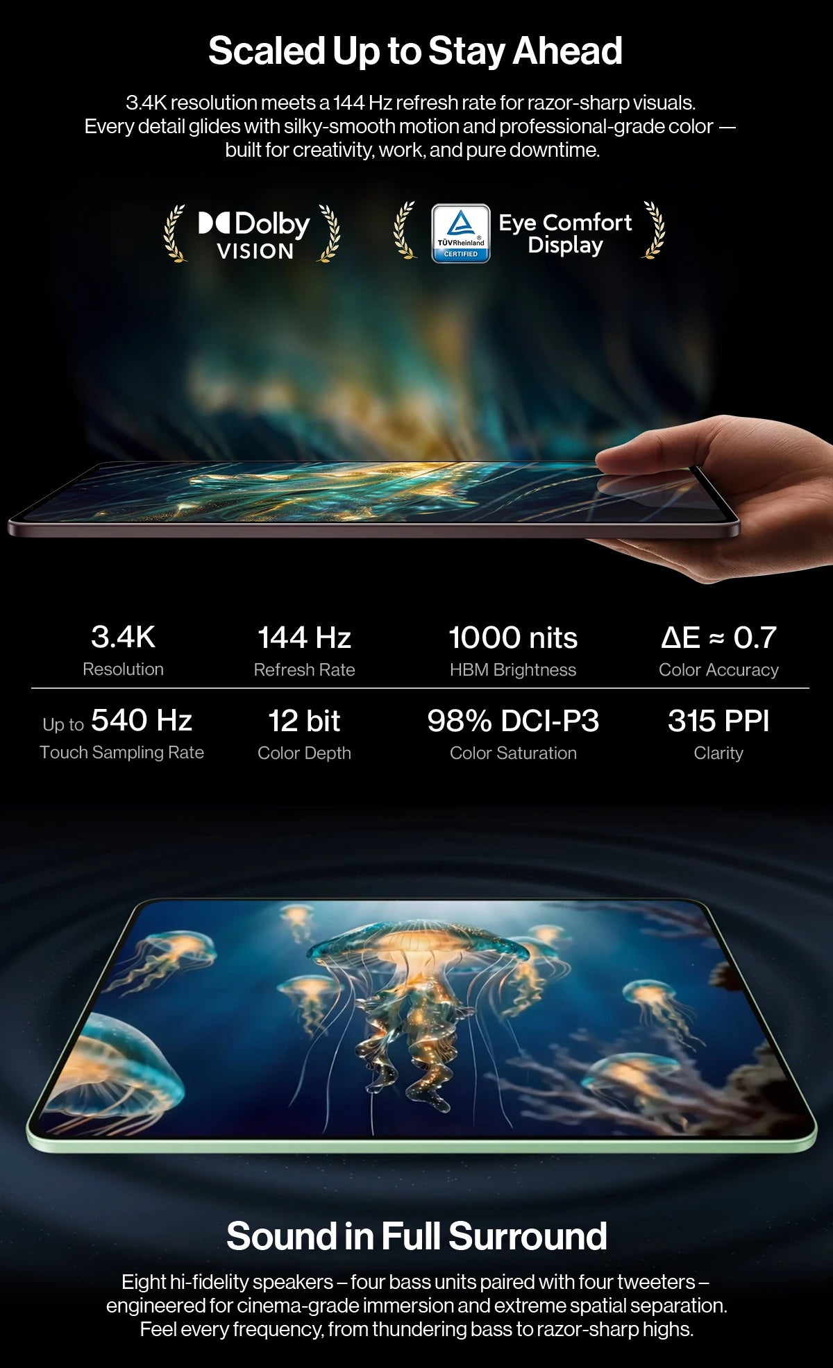OnePlus Pad 4 Versione Globale Tablet WiFi – Display LCD da 13,2" 144Hz, Snapdragon 8 Elite Gen 5, 8 Altoparlanti, Fotocamera da 13MP, Batteria da 13380mAh, Ricarica Rapida SUPERVOOC da 80W (Caricabatterie non incluso)