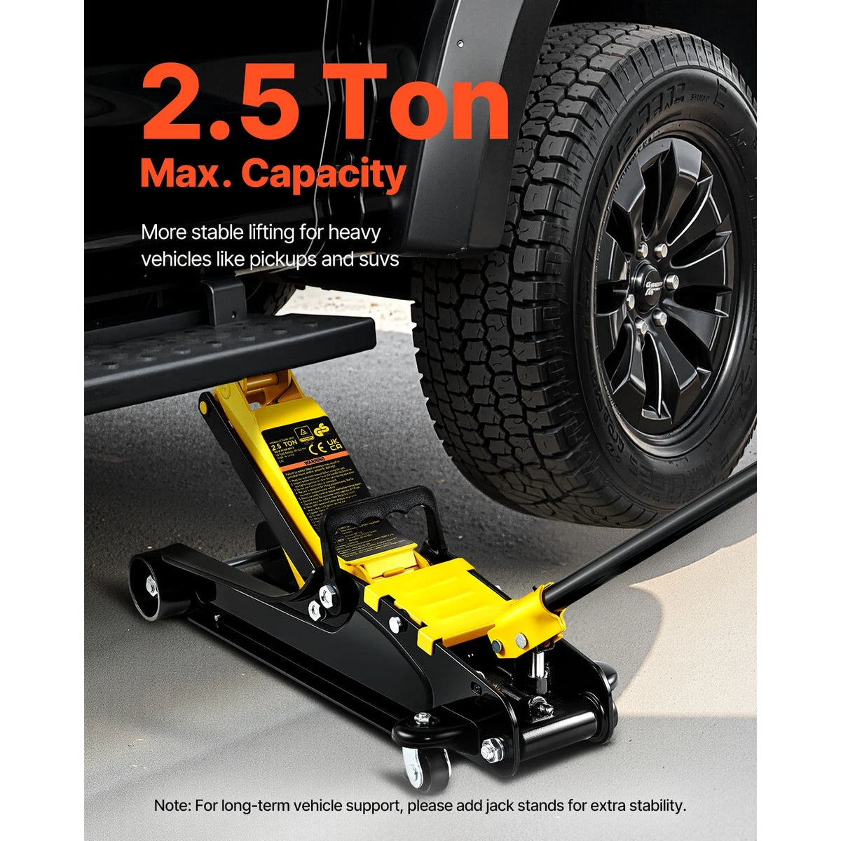 SucceBuy Cric Idraulico da Pavimento da 2,5 Tonnellate, Cric Pneumatico a Basso Profilo, Cric in Acciaio Resistente con Pompa di Sollevamento a Pistone Singolo