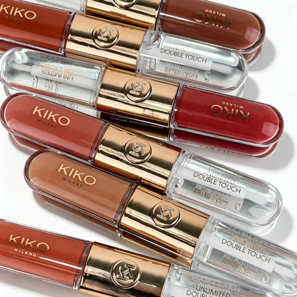 Nuovo rossetto KIKO Unlimited a doppia punta, lucidalabbra effetto specchio, a lunga tenuta, resistente al trasferimento, color latte e pasta di fagioli, trucco labbra nude