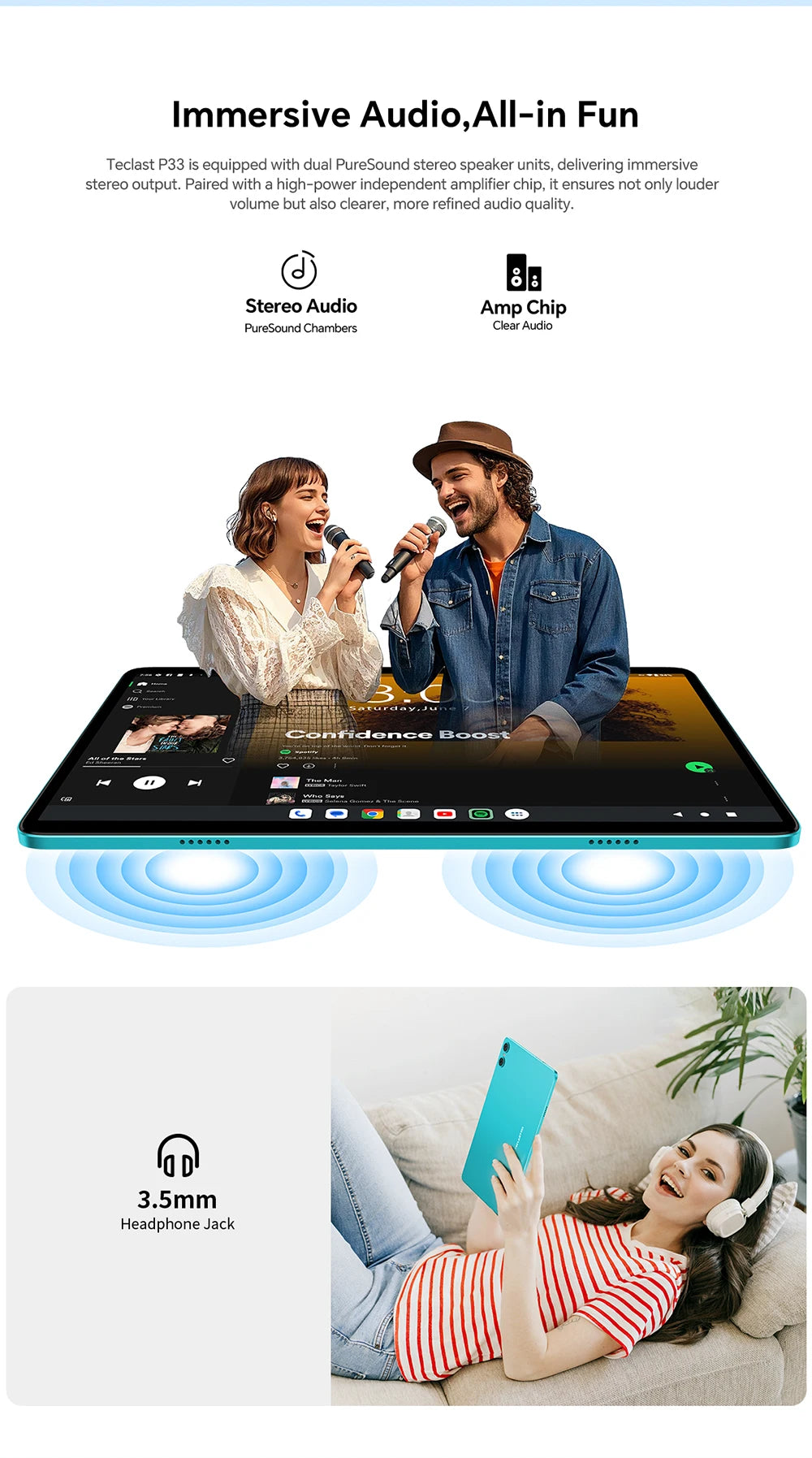 Teclast P33 Tablet Android 15 10.1" 9 GB di RAM (3 GB + 6 GB) 64 GB di ROM Allwinner A333 Custodia all-in-one/Tastiera/Mouse/Stilo/Cuffia