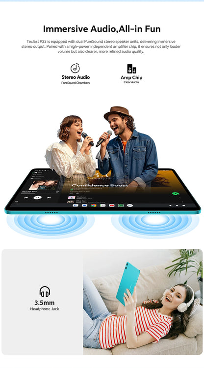 Teclast P33 Tablet Android 15 10.1" 9 GB di RAM (3 GB + 6 GB) 64 GB di ROM Allwinner A333 Custodia all-in-one/Tastiera/Mouse/Stilo/Cuffia