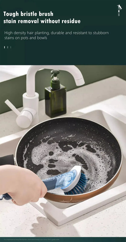 Strumenti per la pulizia della cucina Manico lungo Spazzola per piatti Dispenser di sapone liquido Detergente Spazzola per piatti Spugna per piatti Salviette per lavare i piatti