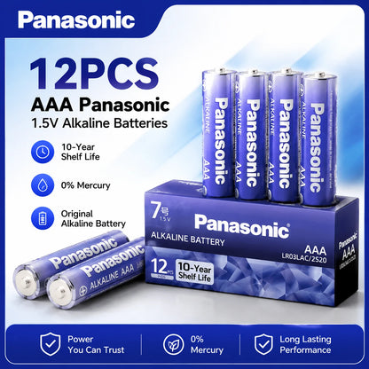 Batterie Alcaline Panasonic AA/AAA 1.5V, Adatte per Fotocamere Digitali, Torce, Lettori CD, Mouse Wireless, ecc.