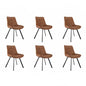 Set di 2 sedie da pranzo moderne in ecopelle con gambe in metallo marrone, per ufficio/soggiorno, 75 × 45 × 57 cm