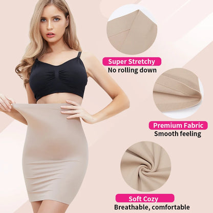 Sottogonna antiscivolo sopra il ginocchio Mezze sottoveste per abiti Shapewear Body Shaper Nuova gonna corta liscia per la biancheria intima con controllo della pancia