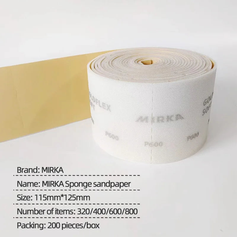 50 fogli di carta vetrata in spugna filata a mano Mirka finlandese 115 * 125mm per auto in lamiera di metallo verniciatura a spruzzo con carta vetrata gialla