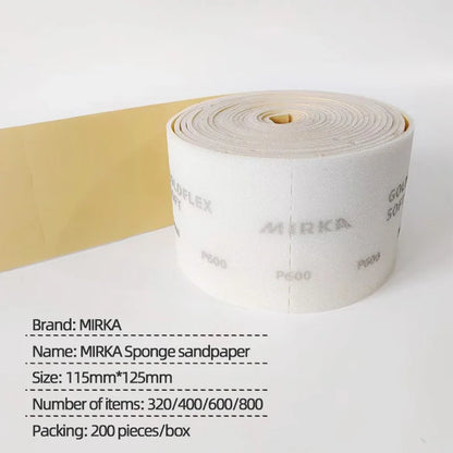 50 fogli di carta vetrata in spugna filata a mano Mirka finlandese 115 * 125mm per auto in lamiera di metallo verniciatura a spruzzo con carta vetrata gialla